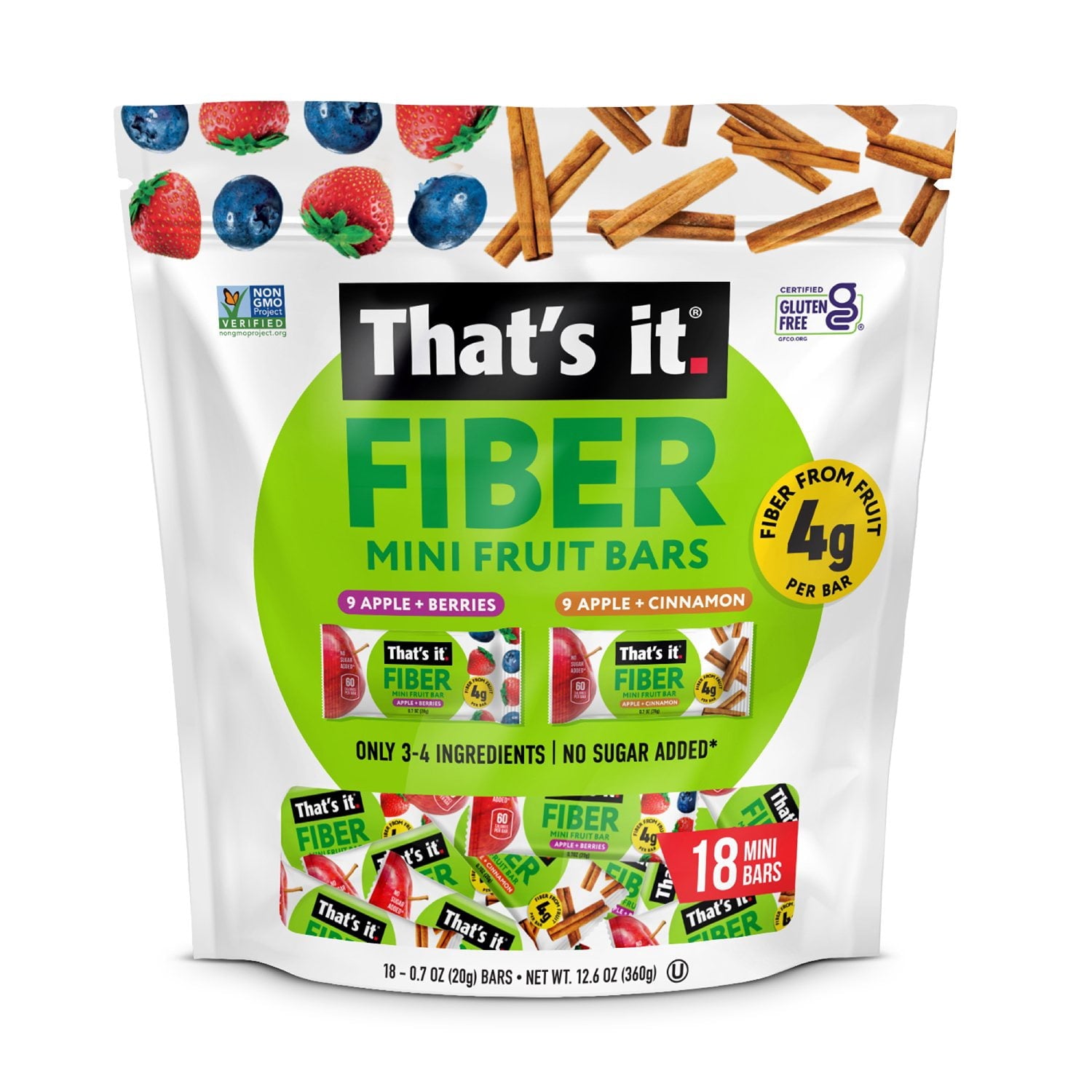 That's it. Fiber Mini Fruit Bars, 0.7 oz., 18 pk.